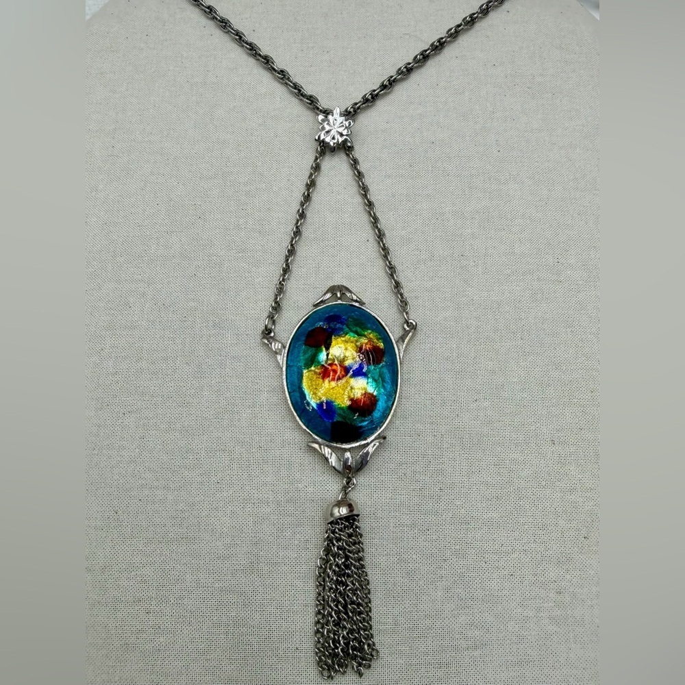 Vintage Celebrity signed Enamel Tassel Necklace